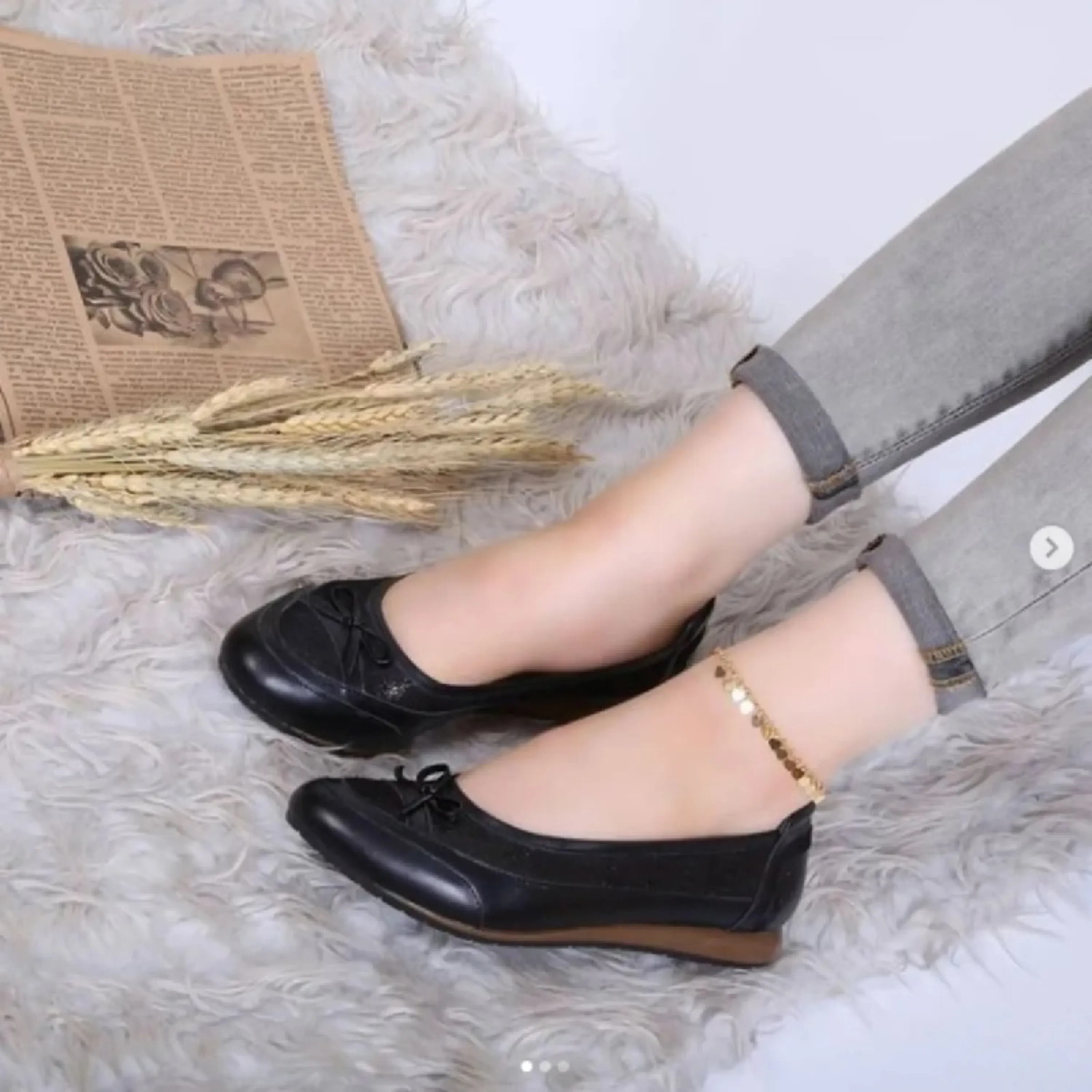 کفش چرم زنانه مدل عروسکی کفش چرم زنانه مدل عروسکی